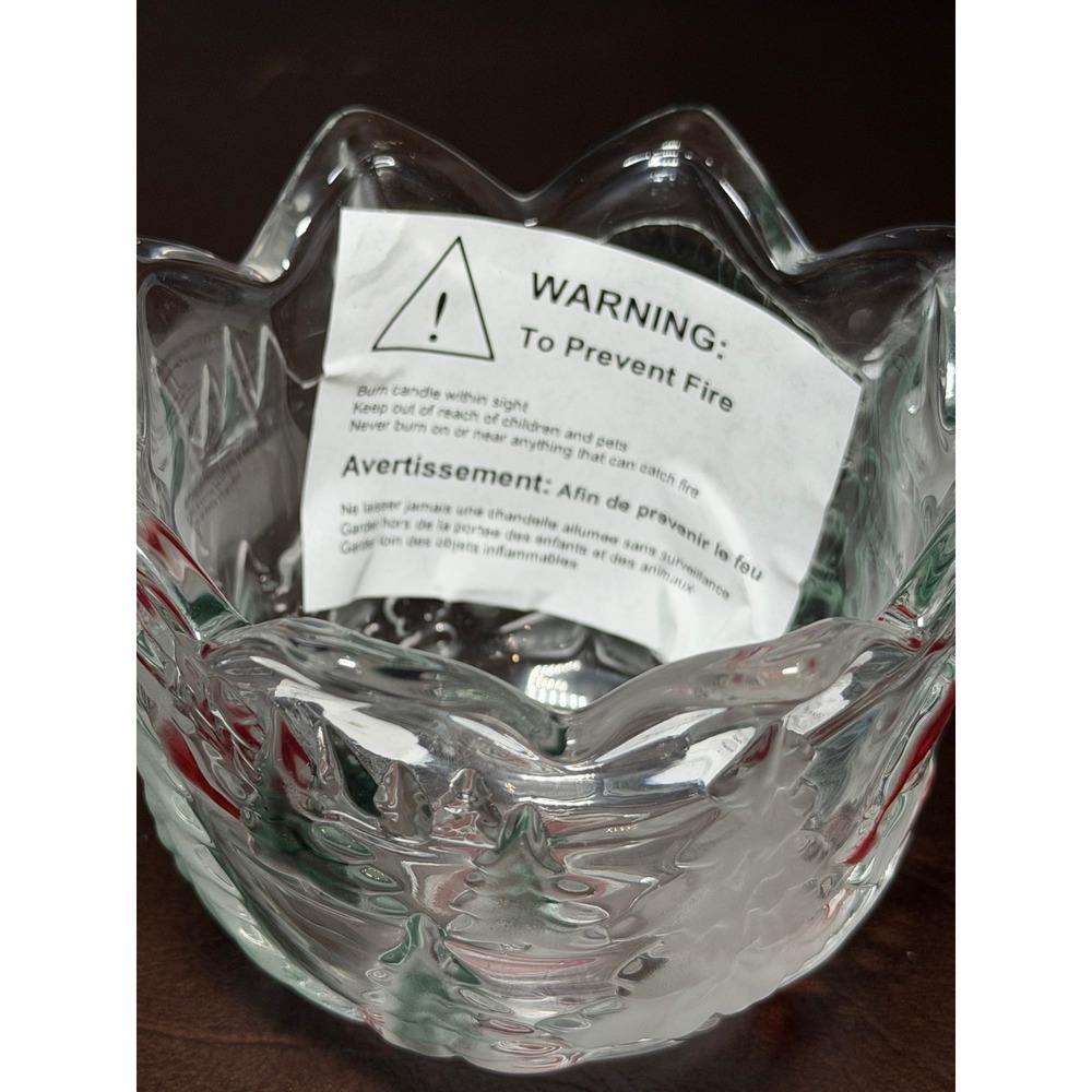 Mikasa Celebrations Christmas Glass Votive Candle Holder Scalloped Rim - Picture 7 of 9